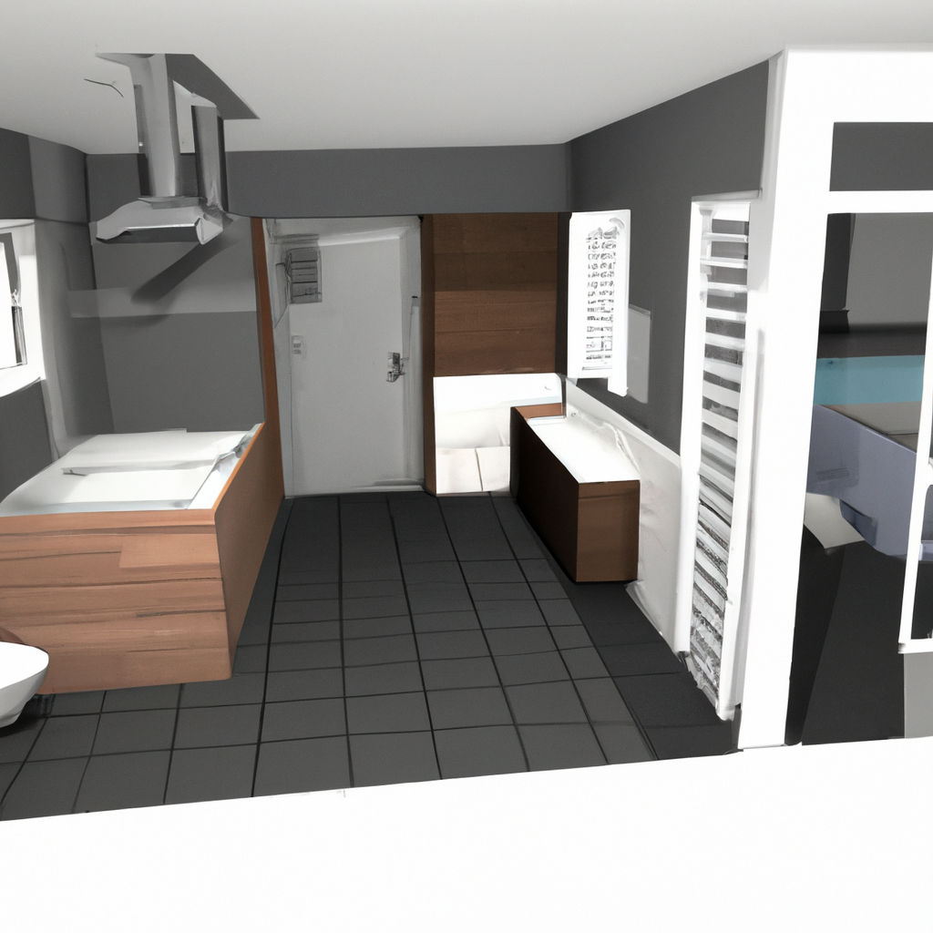 "Fotorealistisch beeld van een moderne woningverbouwing, met een focus op een stijlvolle keuken of badkamer, waar een gezin tevreden samenkomt in hun vernieuwde leefruimte. De omgeving moet een gevoel van veiligheid en toegankelijkheid uitstralen, met elementen zoals brede deuren of aangepaste toegankelijkheidsvoorzieningen. Zorg voor een warme, uitnodigende sfeer die de impact van de constructieve aanpassingen weerspiegelt, zonder de constructeur zichtbaar te maken."