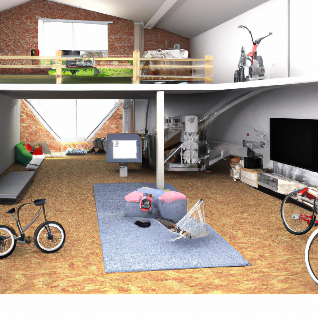 Fotorealistisch beeld van een moderne woning met een kelderuitbreiding. Laat zien hoe de nieuwe kelderruimte is ingericht als hobbykamer, met een gezin dat gezellig samen bezig is. Op de achtergrond zijn bouwkundige elementen zichtbaar die de constructieve aanpassingen benadrukken, zoals ondersteunende balken of een open trappenhuis. Zorg voor een uitnodigende en positieve sfeer, zodat het idee van extra woonruimte en functionaliteit op een aantrekkelijke manier wordt overgebracht.